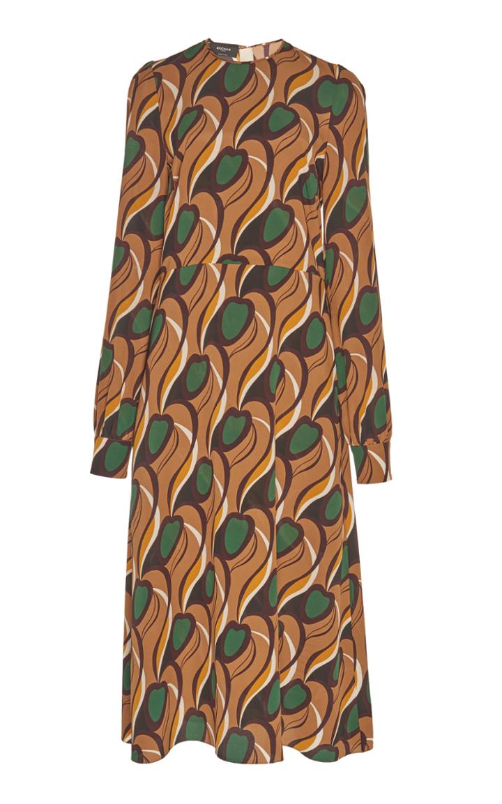 Rochas Printed Long Sleeve Dress