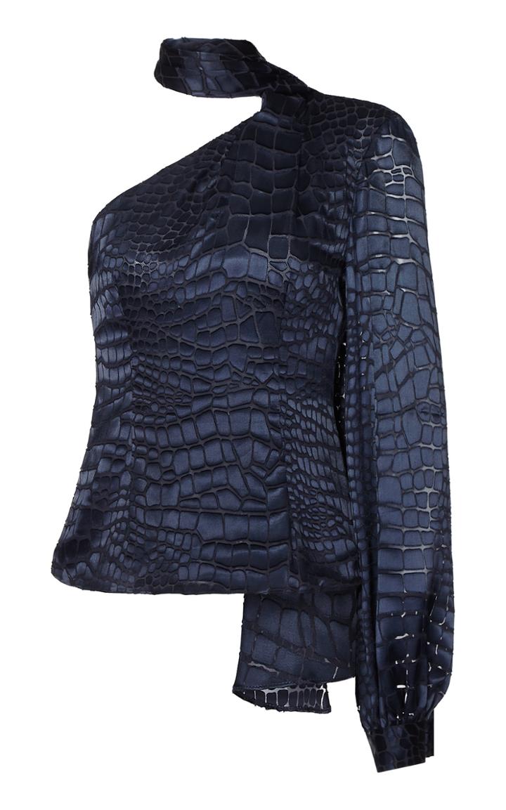 Safiyaa Yolaine Necktie Croc Chiffon Top