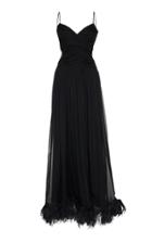 Rasario Exclusive Feather-embellished Silk-chiffon Gown