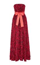 Paule Ka Strapless Rose Jacquard Gown