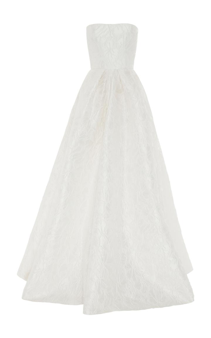 Alex Perry Alice Floral Brocade Strapless Gown