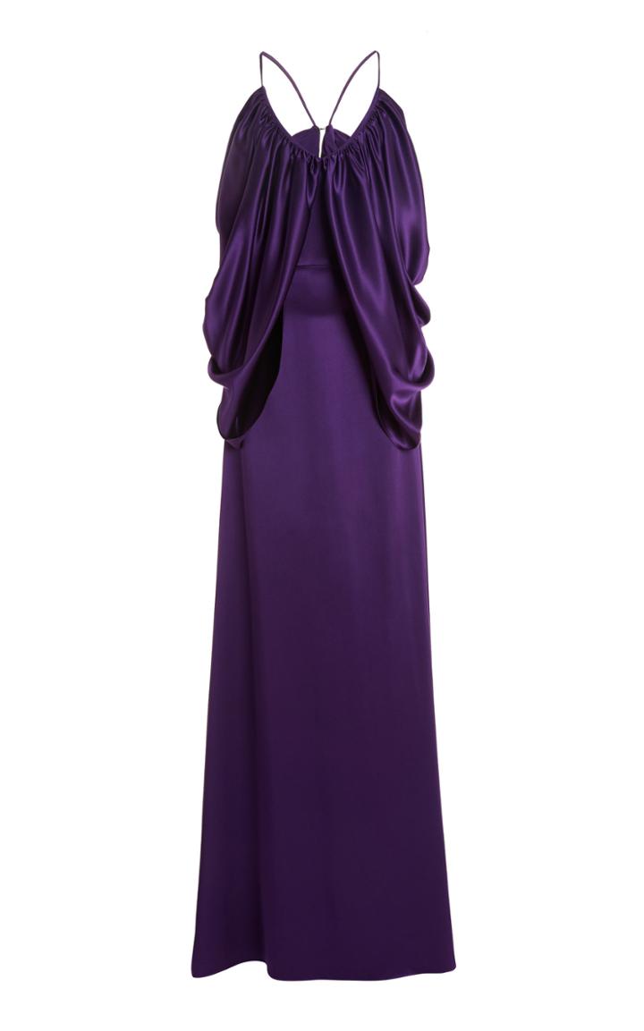 Moda Operandi Christian Siriano Silk Open Shoulder Draped Sleeve Gown