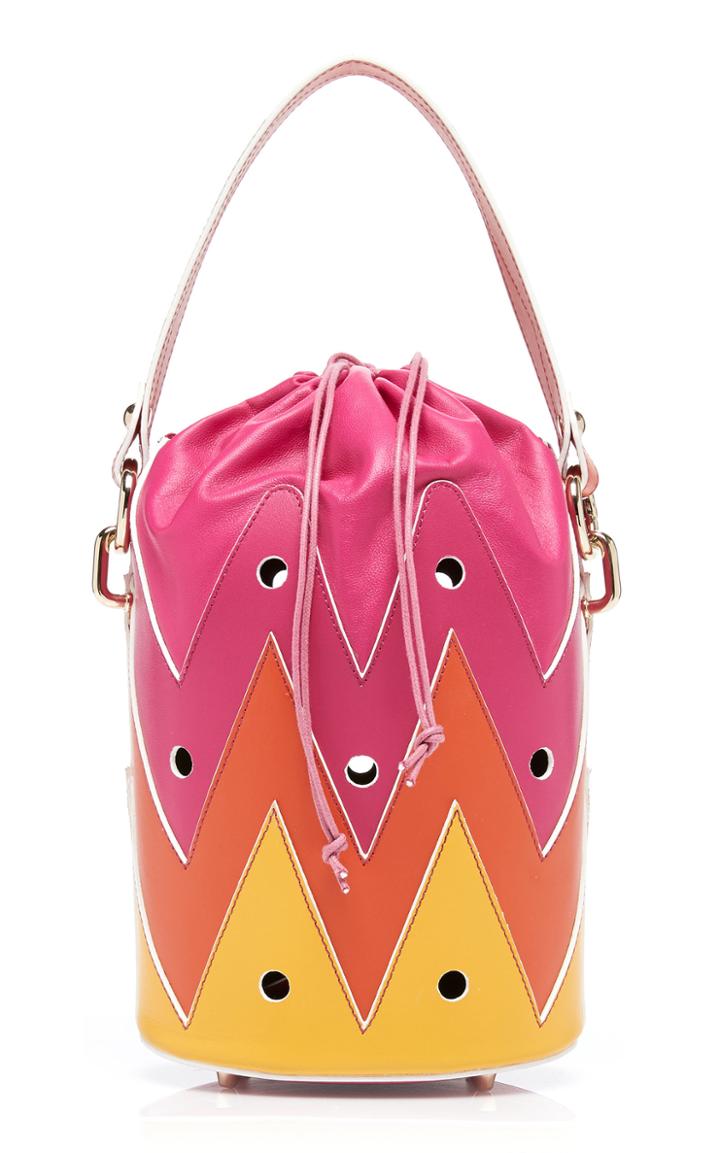 Sara Battaglia Rose Hole Leather Bucket Bag
