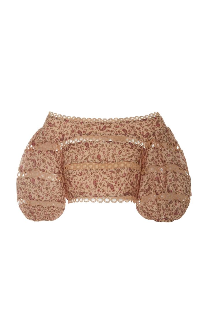 Zimmermann Juniper Paisley-print Cropped Linen Top