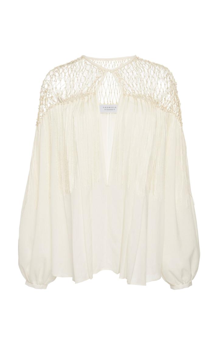 Moda Operandi Gabriela Hearst Agalia Macrame-detailed Wool-blend Blouse Size: 36