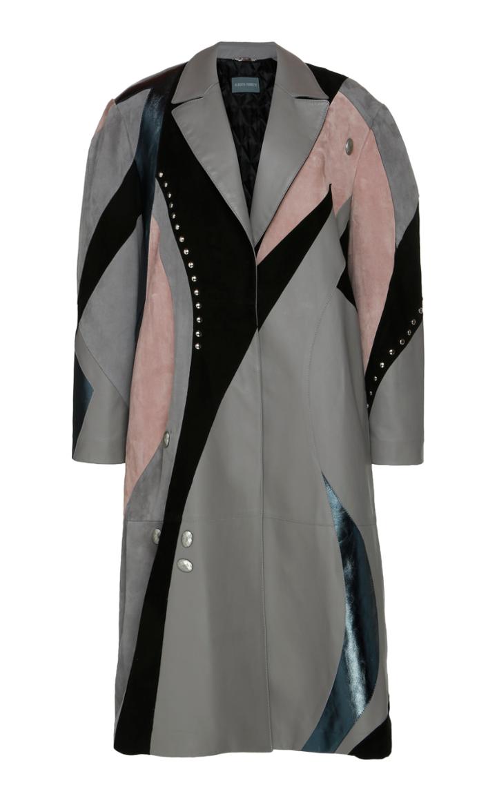 Alberta Ferretti Tri-tone Leather And Suede Coat