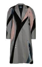 Alberta Ferretti Tri-tone Leather And Suede Coat
