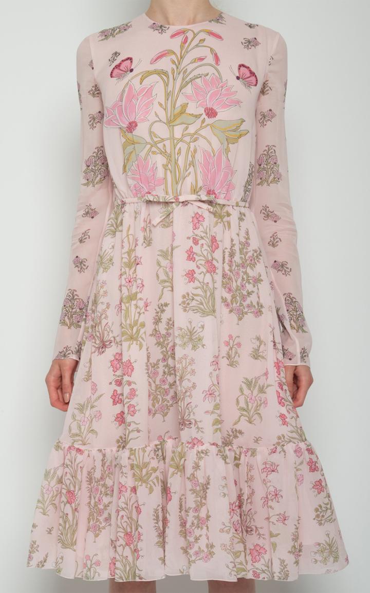 Moda Operandi Giambattista Valli Floral Silk Belted Dress