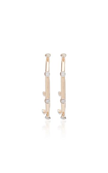 Kismet By Milka Rose Gold 6 Solitaires White Diamond Hoop Earrings