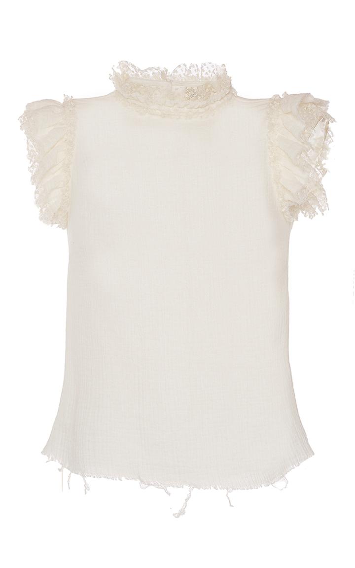 Philosophy Di Lorenzo Serafini Gauze Ruffle Blouse