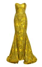 Romona Keveza Strapless Antique Brocade Gown