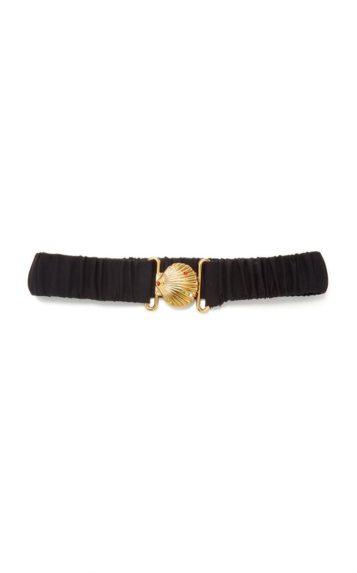 Saloni Shell Buckle Silk Ruched Belt