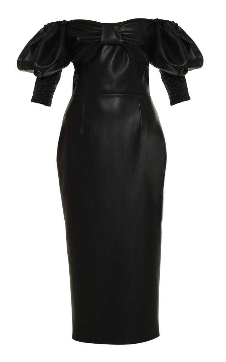 Anouki Puff Sleeve Leather Dress