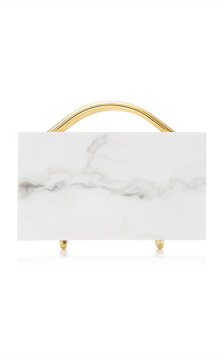L'afshar Eugene White Marble Clutch