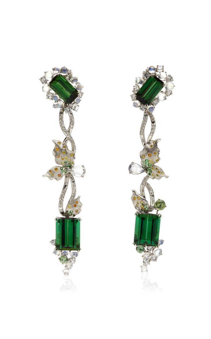 Moda Operandi Anna Hu One Of A Kind Athena's Laurel Green Tourmaline Earrings