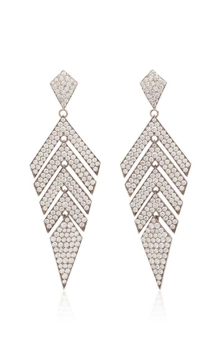 Busatti Arrow 18k White Gold Titanium And Diamond Earrings