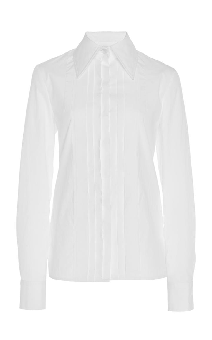 Carolina Herrera Long-sleeve Cotton-blend Tuxedo Shirt