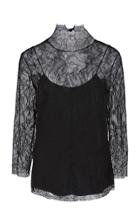 Adam Lippes Crepe Overlay Lace Chantilly Top