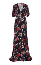 Lela Rose Floral-print Crepe De Chine Maxi Dress Size: 0