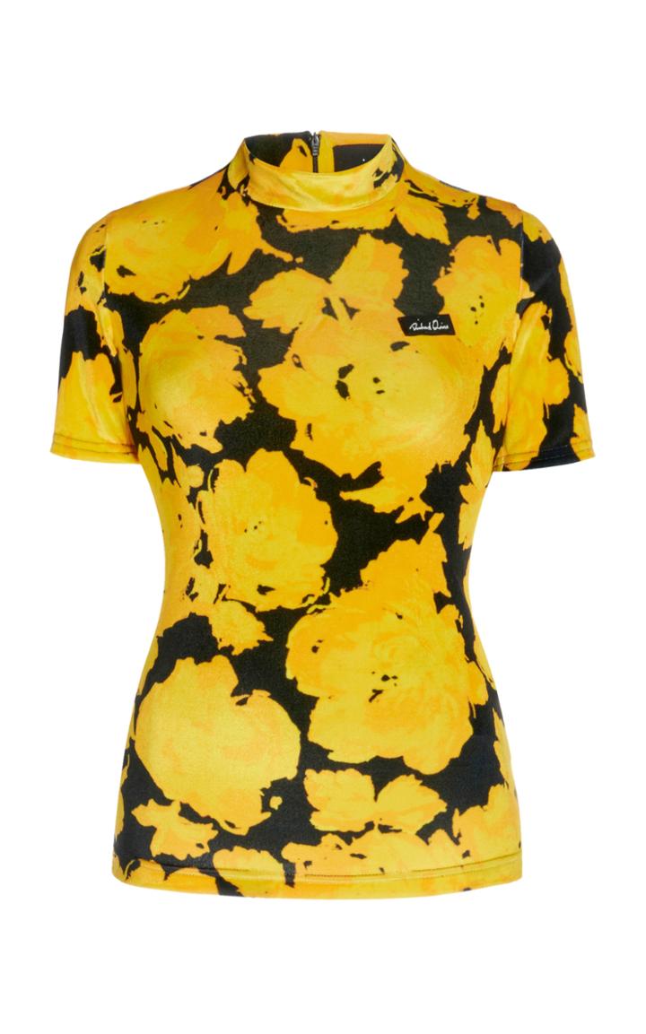 Moda Operandi Richard Quinn Gold Rose Jersey Tutleneck Top