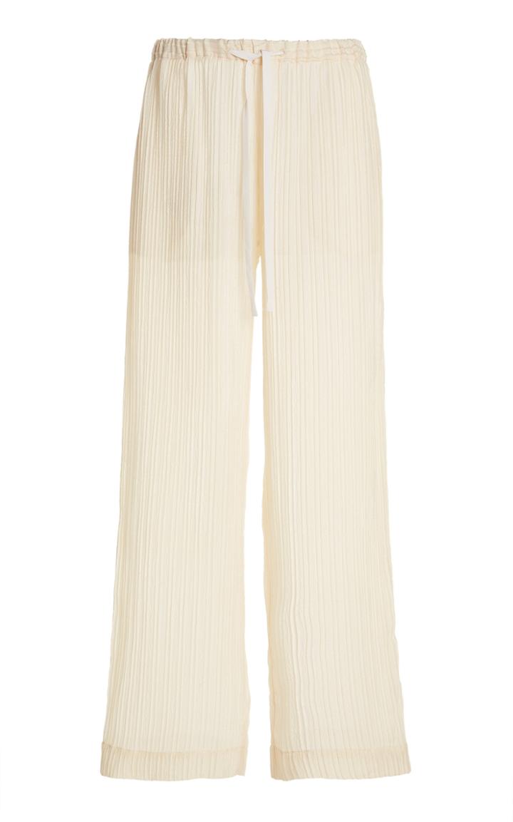 Moda Operandi Matteau Pliss Silk Drawstring Lounge Pants
