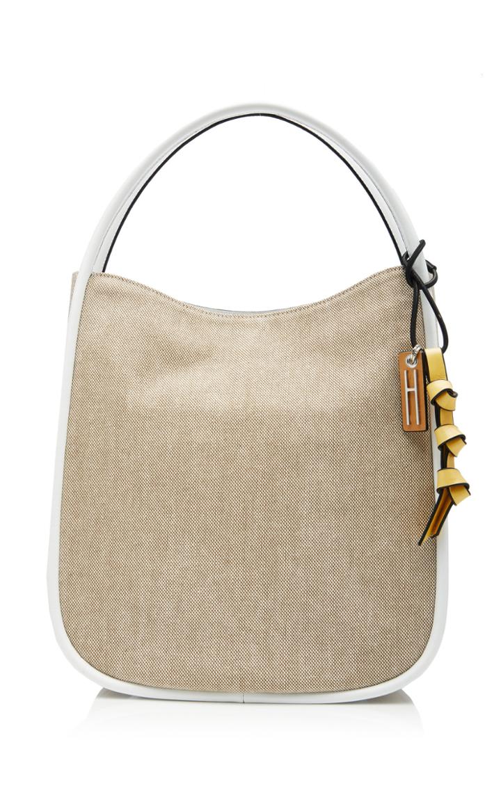 Hayward Infinity Leather-trimmed Linen Shoulder Bag