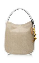 Hayward Infinity Leather-trimmed Linen Shoulder Bag
