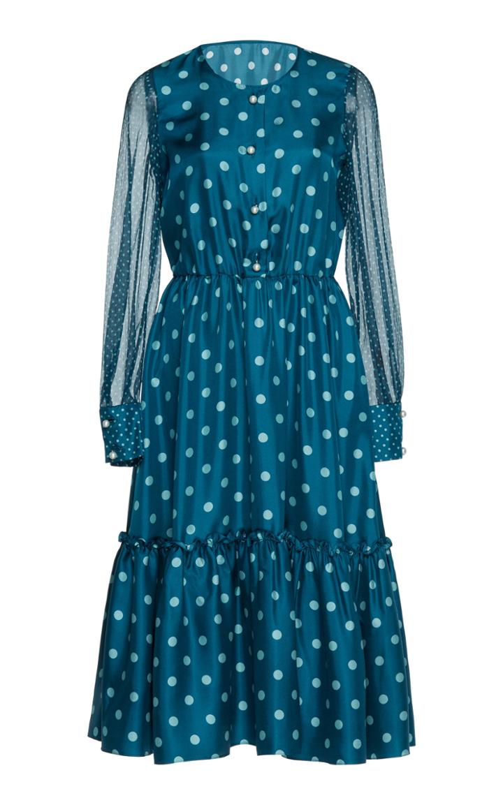 Luisa Beccaria Twill Printed Bow Dress