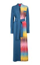 Izba Rouge Full Length Denim And Silk Robe Coat