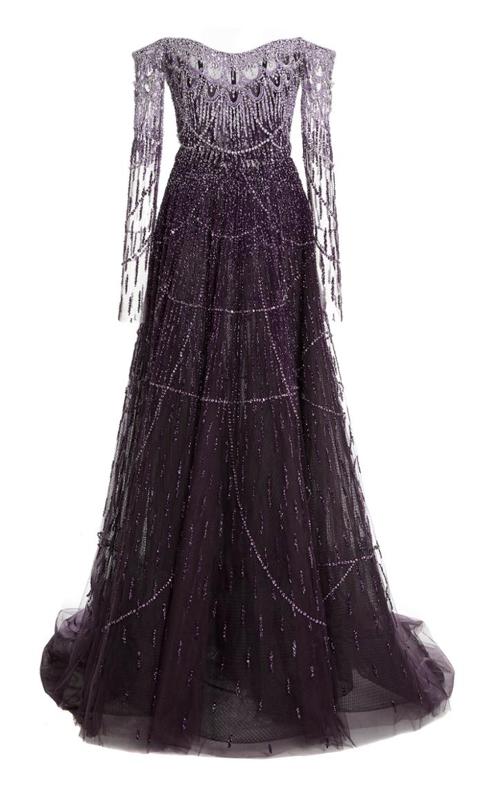 Moda Operandi Pamella Roland Sequin-embellished Tulle Off-the-shoulder Gown