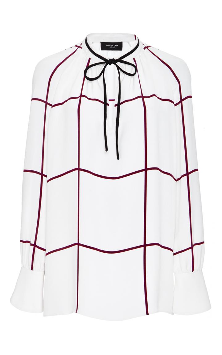 Derek Lam Silk Windowpane Check Print Blouse