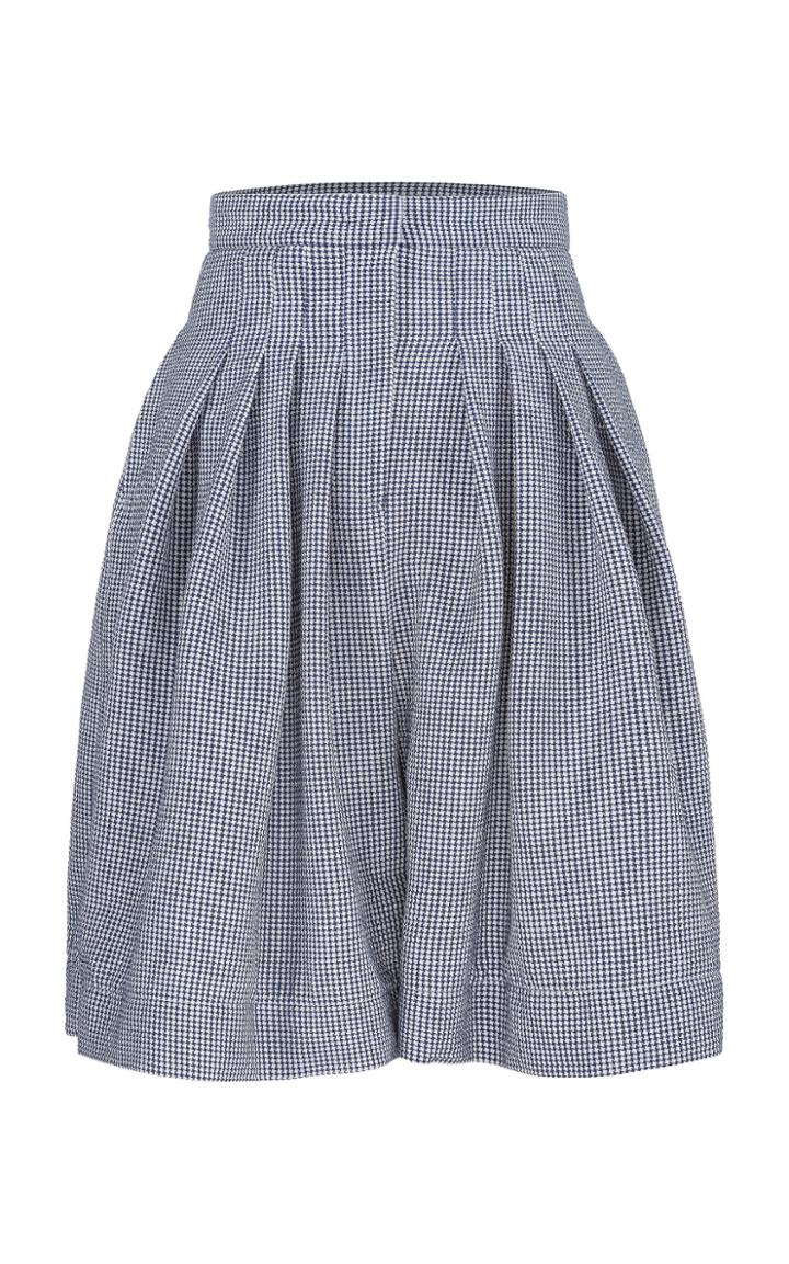 Bourie Pleated Gingham Twill Shorts