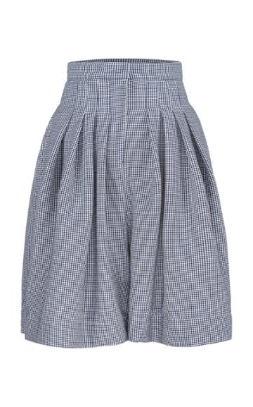 Bourie Pleated Gingham Twill Shorts