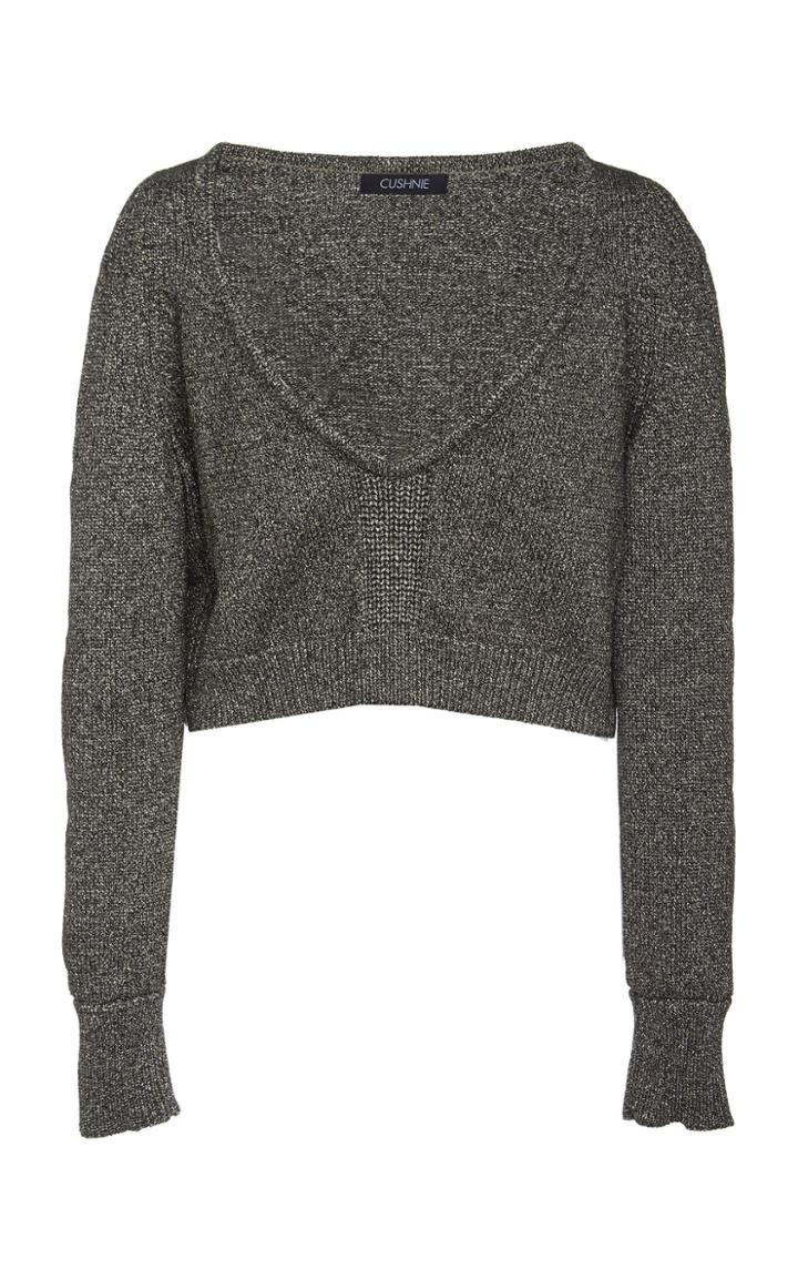 Cushnie Cropped Metallic Knitted Sweater