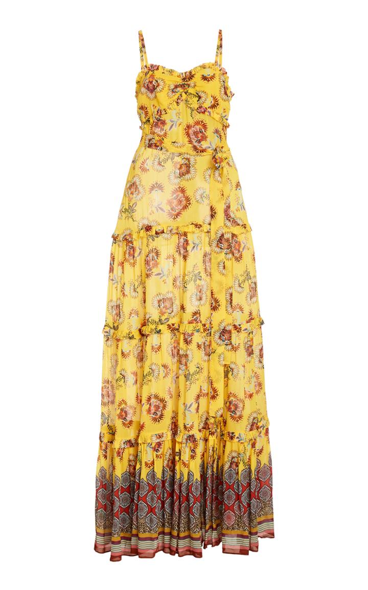 Alexis Lussa Ruffled Printed Chiffon Maxi Dress