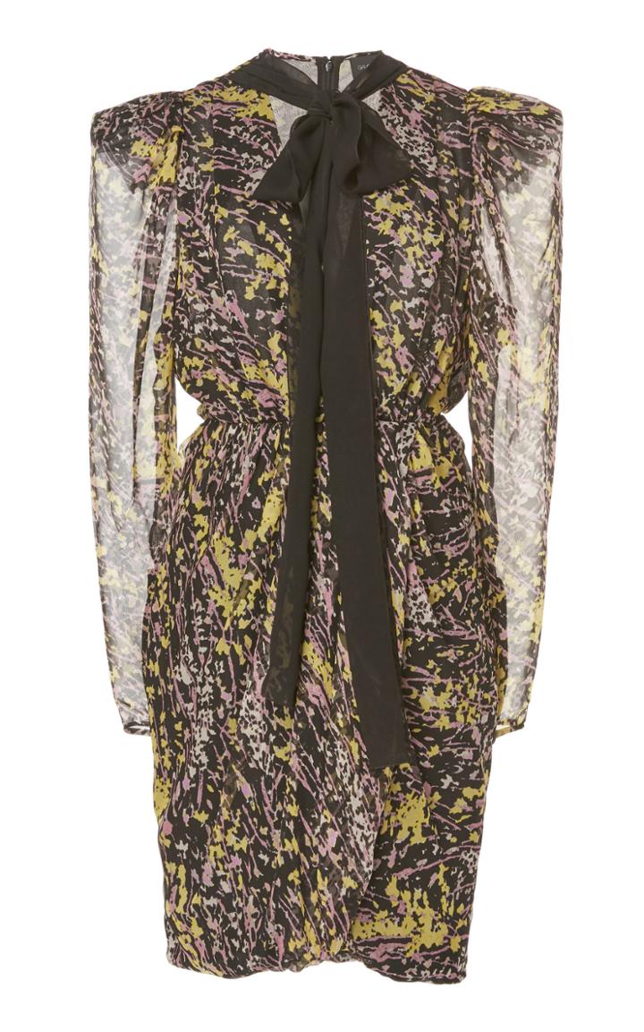 Giambattista Valli Printed Pussybow Silk Chiffon Dress