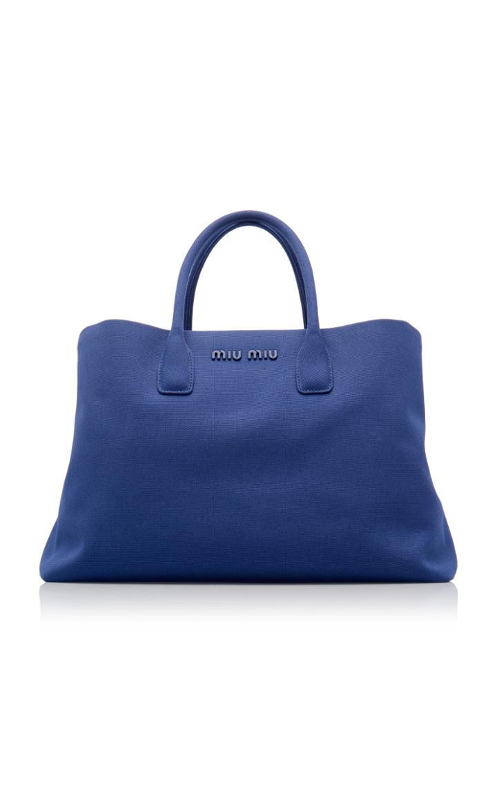 Miu Miu Madras Leather Logo Tote Bag
