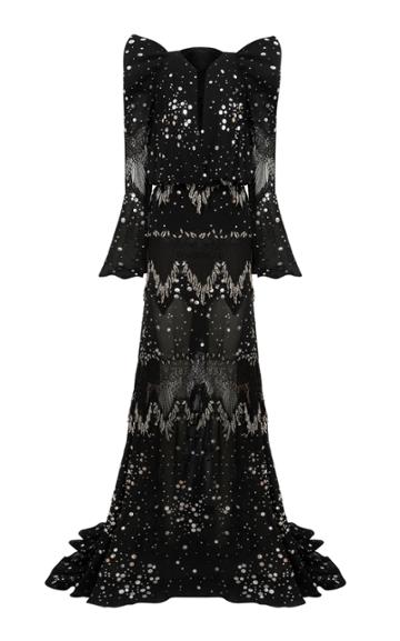 Raisa Vanessa Strass Embellished Black Maxi Dress