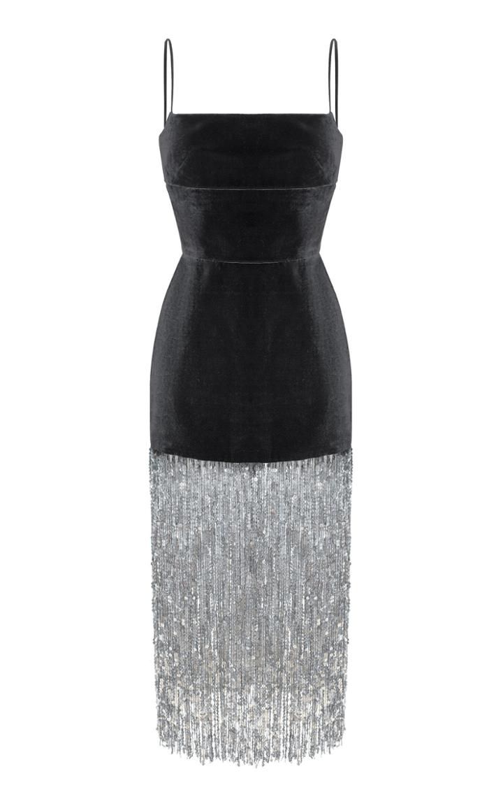 Rasario Sequin Fringe Midi Dress