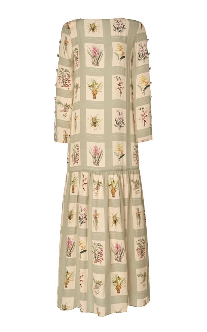 Adriana Degreas Botanic Long Silk Dress