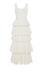 Rhode Naomi Tiered Broderie Anglaise Cotton Midi Dress Size: Xs