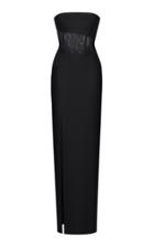 Rasario Asymmetrical Crepe And Lace Corset Gown