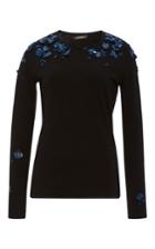 Zac Posen Black Cotton Cashmere Embroidered Sweater