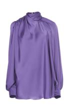 Maison Rabih Kayrouz Draped Mock Neck Charmeuse Blouse