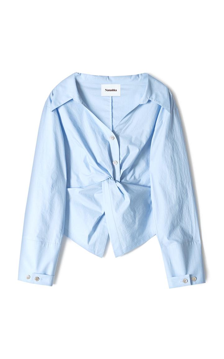 Moda Operandi Nanushka Idris Twisted Cotton Poplin Top