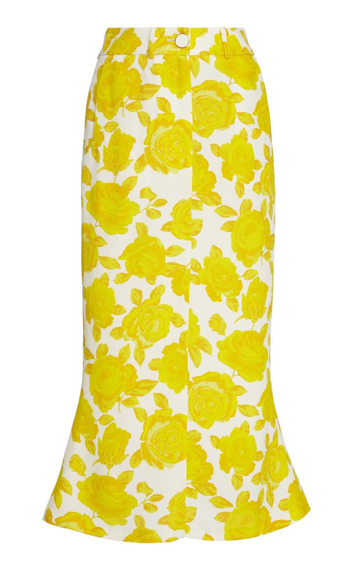 Moda Operandi Rowen Rose Siren Printed Crepe High-rise Midi Skirt Size: 34