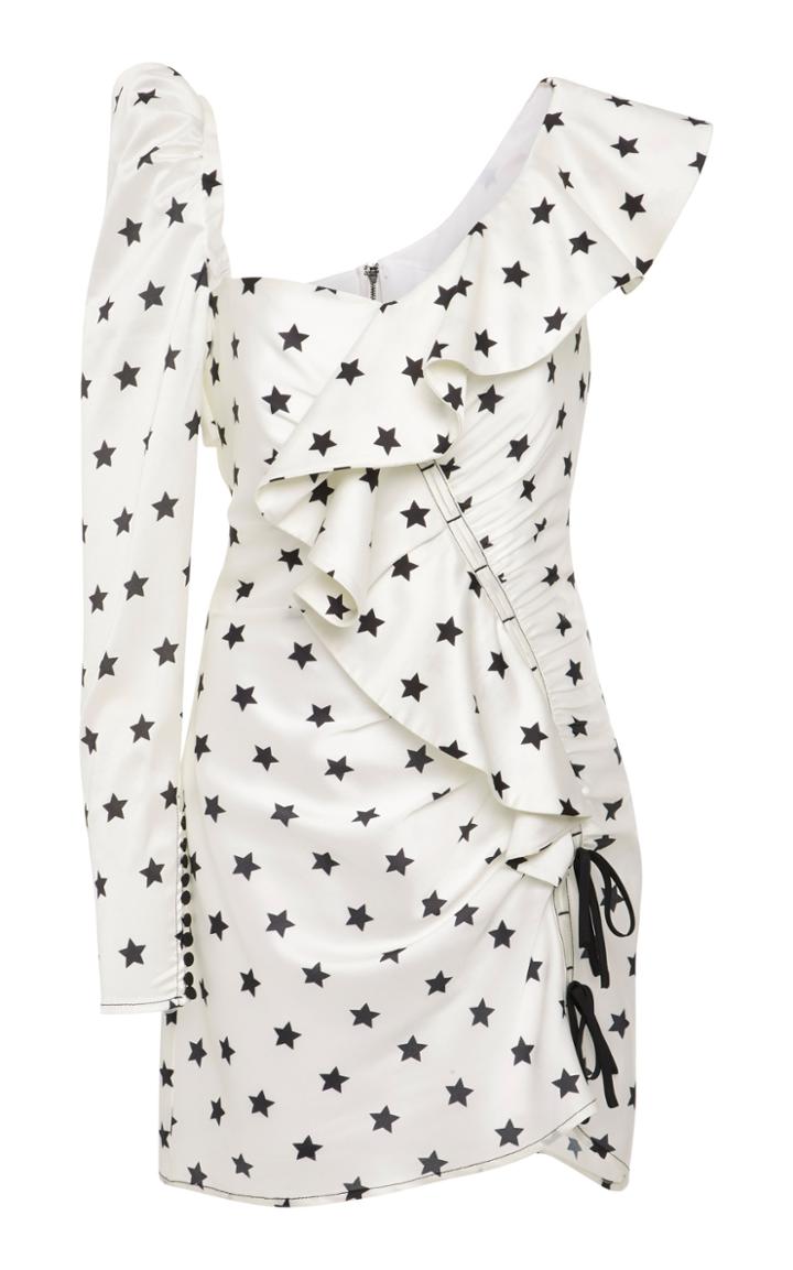 Self Portrait Asymmetric Star-print Crepe Dress