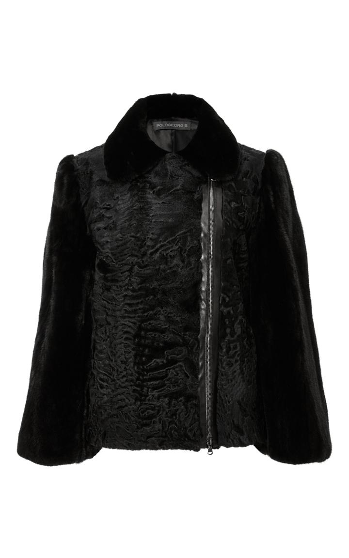 Pologeorgis Dyed Lamb And Mink Moto Jacket