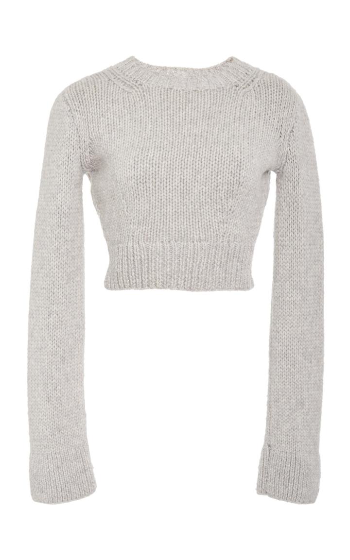 Brandon Maxwell Long Sleeve Rib Waist Pullover