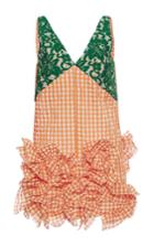 Msgm Orange Gingham Sleeveless Dress